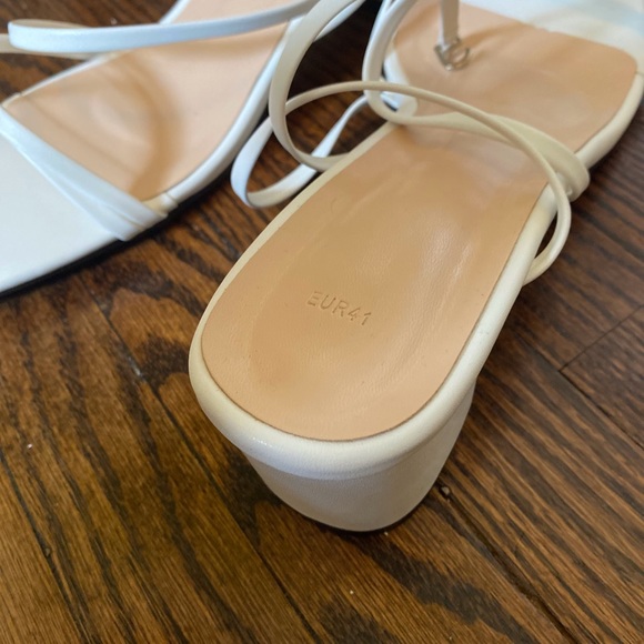 White Block Heel Sandals - Picture 2 of 5